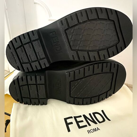 Fendi Baguette Domino Nylon Biker Lace Up Boots EU 38 US 8 in Blue/ Black - Picture 10 of 10